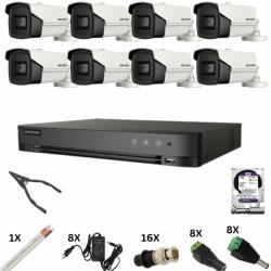 Hikvision Kit de supraveghere Hikvision cu 8 camere, 8 Megapixeli, Infrarosu 60m, DVR 8 canale 8 Megapixeli, Hard, Accesorii (37559-)
