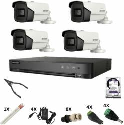 Hikvision Sistem de supraveghere Hikvision cu 4 camere 8 Megapixeli, Infrarosu 60m, DVR 4 canale 8 Megapixeli, Hard, Accesorii (37558-)