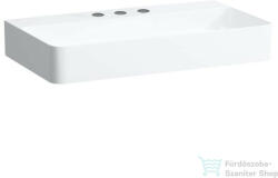 Laufen Val SaphirKeramik 75x42 cm-es csiszolt aljú mosdó 3 csaplyukkal, túlfolyó nélkül, LCC Active bevonattal, fehér H816285A001581 (H816285A001581)
