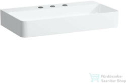 Laufen Val SaphirKeramik 75x42 cm-es mosdó 3 csaplyukkal, túlfolyó nélkül, matt fehér H8102857571581 (H8102857571581)