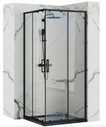 Rea Punto tolóajtós zuhanykabin 90x190 cm átlátszó üveggel, fekete profil REA-K4801 (REA-K4801)