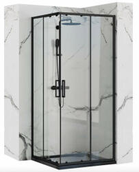 Rea Punto tolóajtós zuhanykabin 80x190 cm átlátszó üveggel, fekete profil REA-K4800 (REA-K4800)