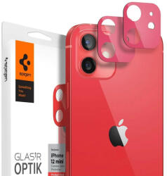 Apple iPhone 12 Mini, Kamera lencsevédő fólia, ütésálló fólia, Tempered Glass (edzett üveg), Spigen Glastr Optik, piros, 2 db / csomag