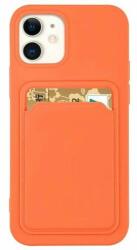 Hurtel Kártya tok szilikon pénztárca kártyafoglalattal Dokumentumok iPhone 11 Pro narancssárga színhez (H-75366)