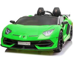 Beneo Mașină electrică copii Lamborghini Aventador 24V două locuri, caroserie lăcuită verde, 2.4 GHz DO, scaune moi din PU, afișaj LCD, suspensie, uși cu deschidere verticală, roți EVA moi, MOTOR 2 X 45W, l