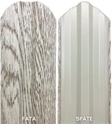 TTC Set 25 Buc Sipca Metalica Gard Imitatie Lemn Stejar Alb Striat, Otel Calitate Premium, Grosime 0.40 mm, Latime 115 mm - Lungime 1600 mm