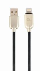 Gembird CABLU alimentare si date GEMBIRD pt. smartphone USB 2.0 (T) la Lightning (T) 1m premium cablu din cauciuc negru conectori argintii "CC-USB2R-AMLM-1M" (include TV 0.06 lei) (CC-USB2R-AMLM-1M)