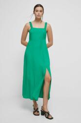 MEDICINE ruha vászonkeverékből zöld, maxi, harang alakú - zöld XS