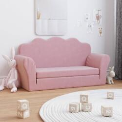 vidaXL Canapea pentru copii cu 2 locuri, roz, pluș moale (341880) Canapea