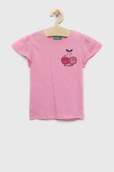 Benetton tricou de bumbac pentru copii culoarea roz PPYX-TSG07M_30X