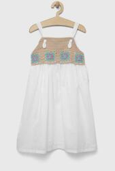 United Colors of Benetton rochie din bumbac pentru copii culoarea alb, mini, evazati PPYX-SUG08C_00X