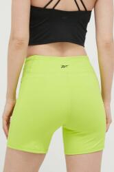 Reebok pantaloni scurți de antrenament Lux culoarea verde, neted, high waist PPYX-SZD09C_71X