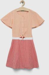United Colors of Benetton rochie din bumbac pentru copii culoarea portocaliu, mini, evazati PPYX-SUG07Y_22X