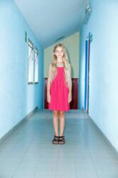 Sisley rochie din bumbac pentru copii culoarea roz, midi, evazati PPYX-SUG08P_43X