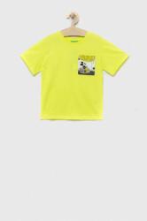 Benetton tricou copii culoarea galben, cu imprimeu PPYX-TSK05I_11X