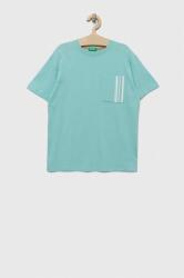 Benetton tricou de bumbac pentru copii culoarea turcoaz, cu imprimeu PPYX-TSK04S_66X