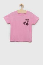 Benetton tricou de bumbac pentru copii culoarea roz PPYX-TSG07A_30X