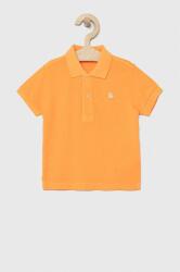 Benetton tricouri polo din bumbac pentru copii culoarea portocaliu, neted PPYX-POB01N_22X