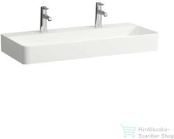 Laufen Val SaphirKeramik 95x42 cm-es csiszolt aljú mosdó 2 csaplyukkal, túlfolyó nélkül, matt fehér H8162877571151 (H8162877571151)