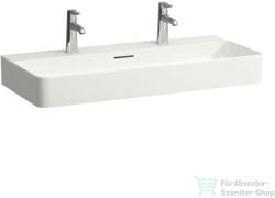Laufen Val SaphirKeramik 95x42 cm-es csiszolt aljú mosdó 2 csaplyukkal, LCC bevonattal, fehér H8162874001071 (H8162874001071)