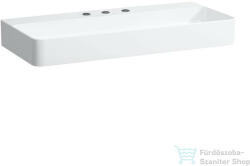 Laufen Val SaphirKeramik 95x42 cm-es mosdó 3 csaplyukkal, túlfolyó nélkül, LCC Active bevonattal, fehér H810287A001581 (H810287A001581)
