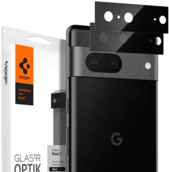 Google Pixel 7, Kamera lencsevédő fólia, ütésálló fólia, Tempered Glass (edzett üveg), Spigen Glastr Optik, fekete, 2 db / csomag