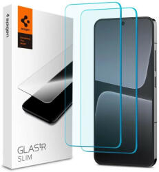 Xiaomi 13, Kijelzővédő fólia, (az íves részre NEM hajlik rá! ), Tempered Glass (edzett üveg), Spigen Glastr Slim, Clear, 2 db / csomag