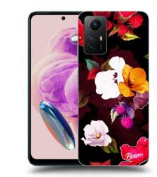 Picasee Fekete szilikon tok az alábbi mobiltelefonokra Xiaomi Redmi Note 12S - Flowers and Berries