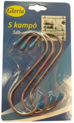  Kampó S alakú fémből gumis véggel 11cm 3db (E8-1405)