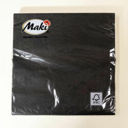 Szalvéta 3 rétegű egyszínű 33x33cm 20db/csomag Maki - Fekete