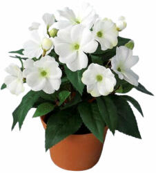4-Home Floare artificială Impatiens în ghiveci albă, 24 cm