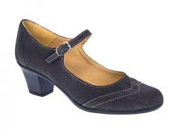 Rovi Design Oferta marimea 35 - Pantofi dama eleganti din piele naturala intoarsa, gri, toc de 5cm, foarte comozi - LP104GRIVEL