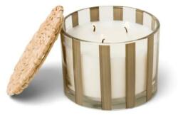 Paddywax Lumânare parfumată în pahar, 3 fitiluri - Paddywax Al Fresco Striped Glass Candle Cotton & Teak 340 g