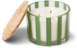Paddywax Lumânare parfumată în pahar, 3 fitiluri - Paddywax Al Fresco Striped Glass Candle Misted Lime 340 g