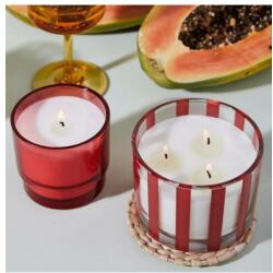 Paddywax Lumânare parfumată în pahar, 3 fitiluri - Paddywax Al Fresco Striped Glass Candle Rosewood Vanilla 340 g