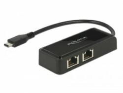 DeLock Adapter SuperSpeed USB (USB 3.1 Gen 1) USB Type-C -> 2 x Gigabit LAN 10/100 (63927)