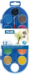 MILAN - Vízfestékek - 12 szín, 30 mm + ecset