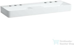 Laufen Val SaphirKeramik 120x42 cm-es mosdó 3 csaplyukkal, túlfolyó nélkül, félig száraz zónával, LCC Active bevonattal, fehér H814282A001581 (H814282A001581)