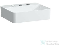 Laufen Val SaphirKeramik 45x38 cm-es pultra ültethető mosdó 3 csaplyukkal, túlfolyó nélkül, LCC Active bevonattal, fehér H812280A001581 (H812280A001581)