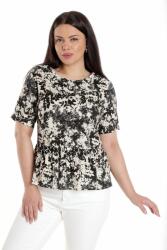 Eranthe Bluza Dama, Peplum, din Viscoza, Crem cu Negru si model Floral