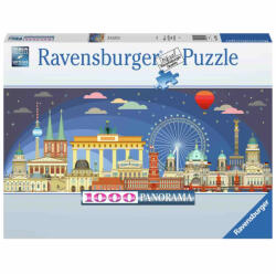 Ravensburger Puzzle Panorama Berlinul Noaptea, 1000 Piese (RVSPA17395) - ejuniorul