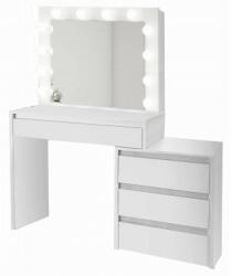 Artool Masa de toaleta/machiaj, alba, cu oglinda si LED-uri, 115x43x145 cm