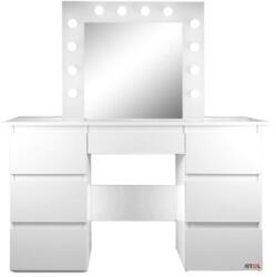 Artool Masa de toaleta/machiaj, alba, cu oglinda si LED-uri, Vanessa, 130x43x143 cm