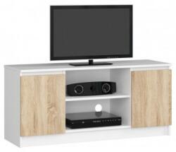 Artool Comoda pentru TV, placa laminata, 6 rafturi, alb si stejar, 120x40x55 cm