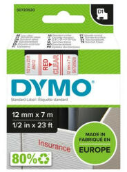 DYMO Feliratozógép szalag Dymo D1 S0720520/45012 12mmx7m, ORIGINAL, piros/víztiszta (S0720520) - tobuy