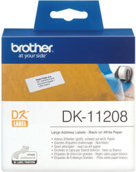 Brother DK-11208 elővágott öntapadós címke 400db/tekercs 38mm x 90mm White (DK11208)