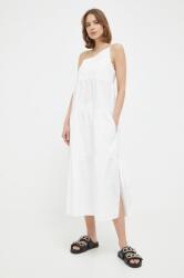 Patrizia Pepe rochie din bumbac culoarea alb, midi, evazati PPYX-SUD2GK_00X