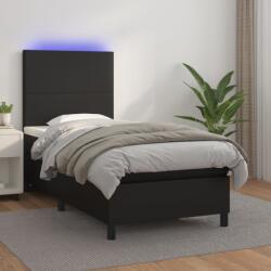 vidaXL fekete műbőr rugós ágy matraccal és LED-del 100x200 cm (3135807) - vidaxl