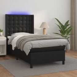 vidaXL fekete műbőr rugós ágy matraccal és LED-del 100x200 cm (3139367) - vidaxl