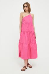 Patrizia Pepe rochie din bumbac culoarea roz, midi, evazati PPYX-SUD2GK_43X